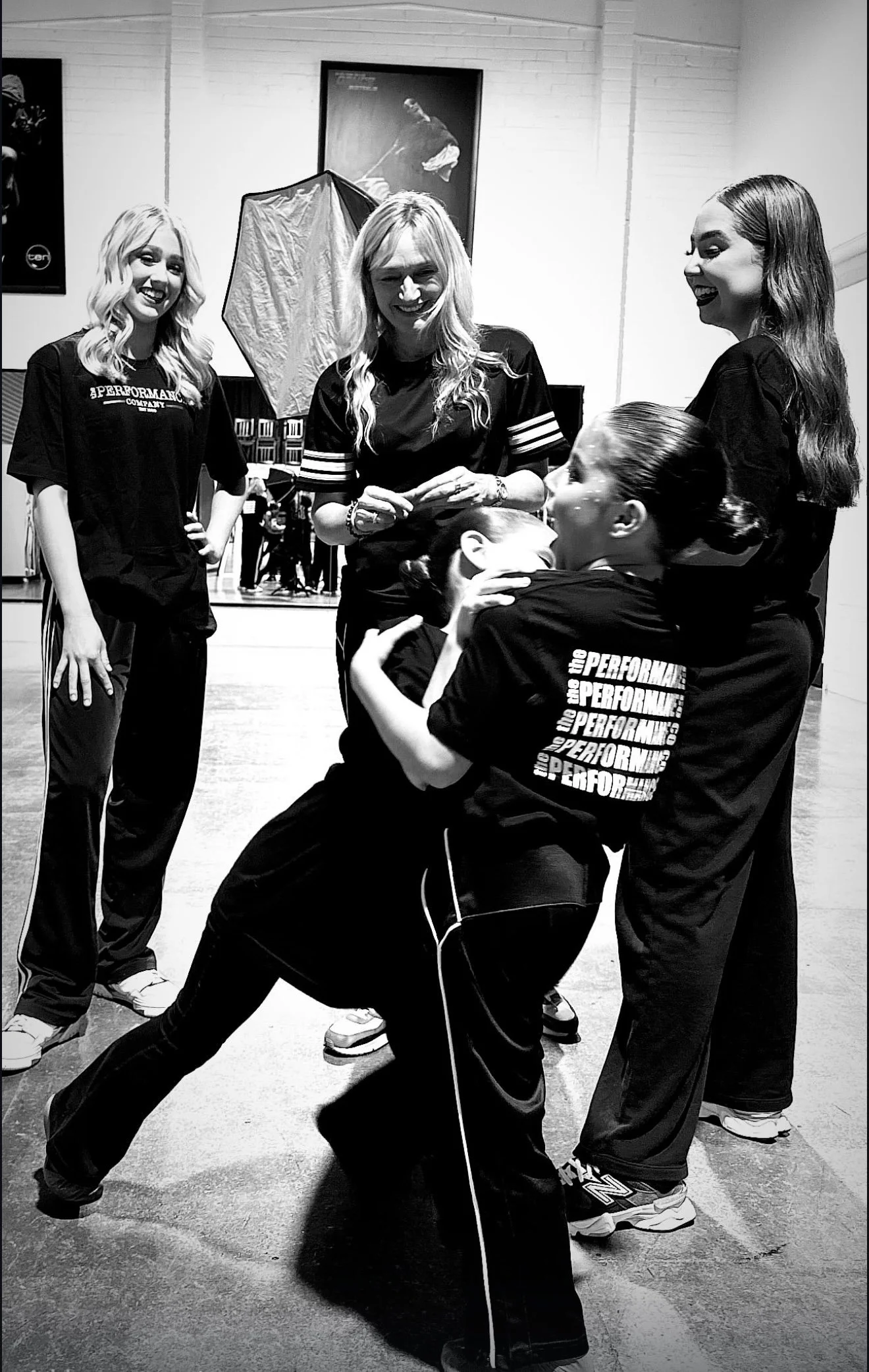 Crew rehearsal candid, branded TPC training tees